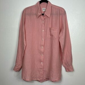 Vikolino Pink Linen Long Sleeve Button Down Shirt Size L/XL